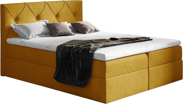 99rooms Arian Boxspringbett Velours 160 x 200 cm Gelb