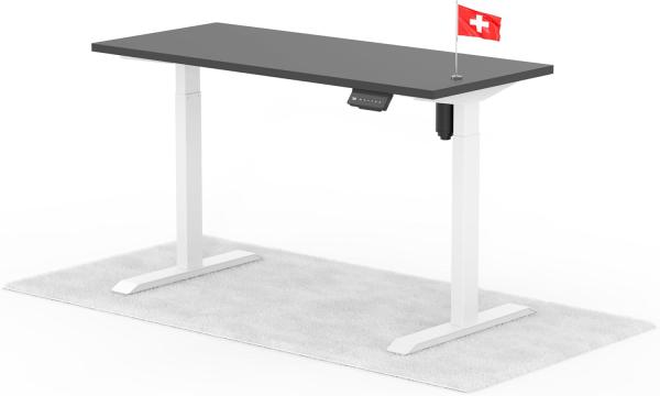 elektrisch höhenverstellbarer Schreibtisch ECO 140 x 60 cm - Gestell Weiss, Platte Anthrazit