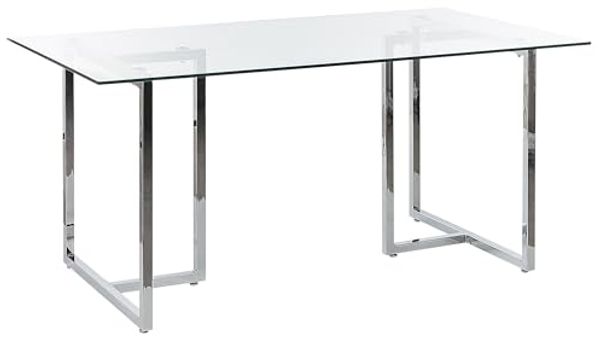 Esstisch ENVIA 160 cm 90 cm Sicherheitsglas Silber