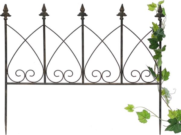 DanDiBo Rankhilfe Metall Blumengitter 60 cm Freistehend Rankgitter 96015 Steckzaun Kletterhilfe Stab Rost Imitat