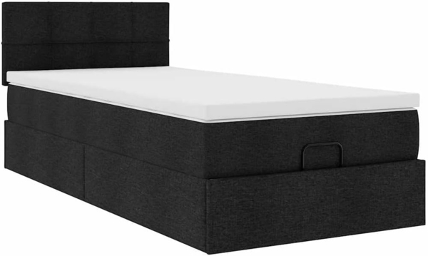 Ottoman-Bett mit Matratze Schwarz 100x200 cm Stoff 3311437