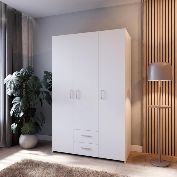 FORTE Drehtürenschrank Econobox Drehtürenschrank, zeitloses Design mit alufarbigen Griffen.