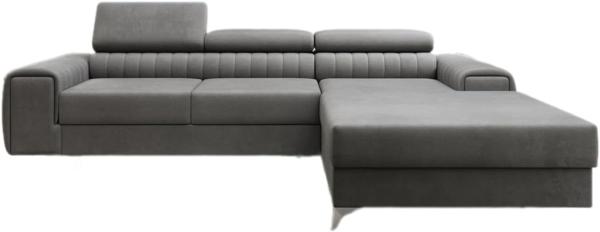 Designer Sofa Melinda mit Schlaf- und Klappfunktion Samt Grau Rechts