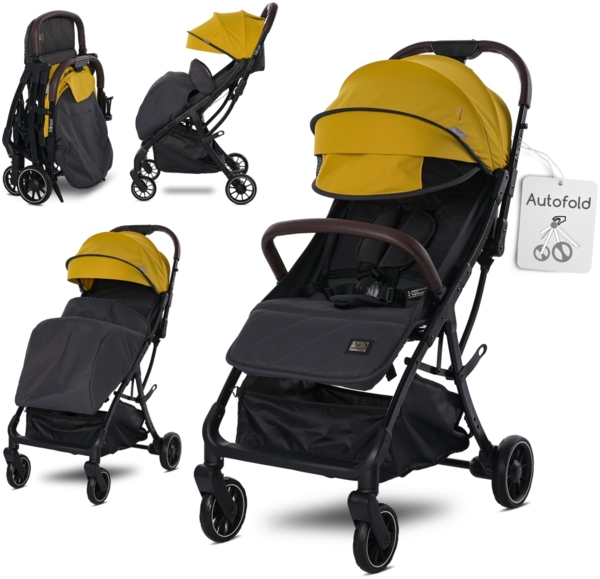 Lorelli Kinderwagen Buggy Minori faltbar PU-Räder Getränkehalter Fußabdeckung gelb