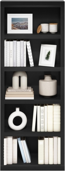 Furinno Rail 5-stufiges Bücherregal mit offenem Regal, Schwarzes Holz Bild 4