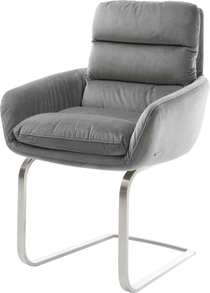 Freischwinger Abelia-Flex mit Armlehnen Samt Grau Freischwinger flach Edelstahl