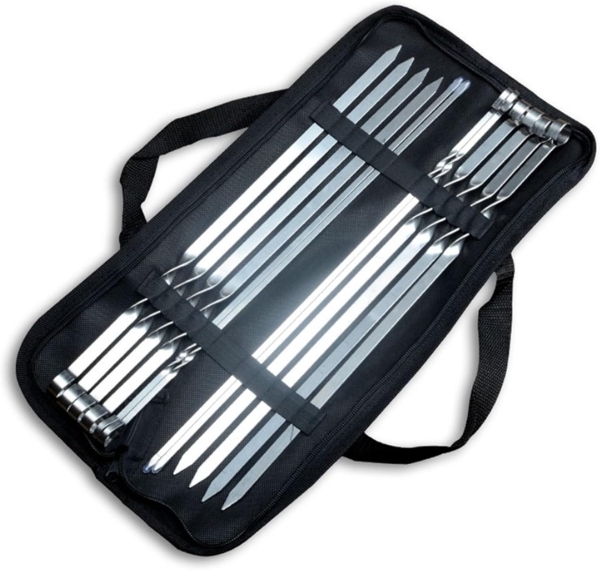 BAYLI Pizzaschneider Bayli 12 x Edelstahl Grillspieße mit Tasche, 40cm Schaschlikspieße