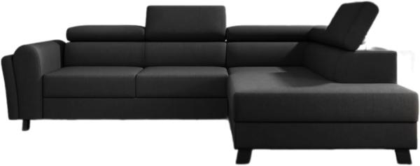 Designer Sofa Kira mit Schlaf- und Klappfunktion Stoff Schwarz Rechts