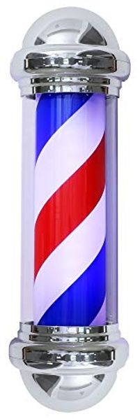 Barberpub Barbierstab klassisch weiß blau rot Barber Pole 75cm Drehen LED Birne L016