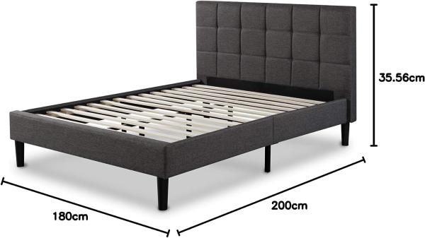 Zinus Lottie gepolstertes Plattformbett mit quadratischen Nähten / Plattform-Betten/ Keine Boxspring erforderlich/ Stabiler Holzlattenrost/ Schnelle, einfache Montage/ 180x200 cm Bild 10