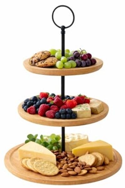 Runde Bambus-Etagere Servierregal 3-stöckig Ø28xH35cm