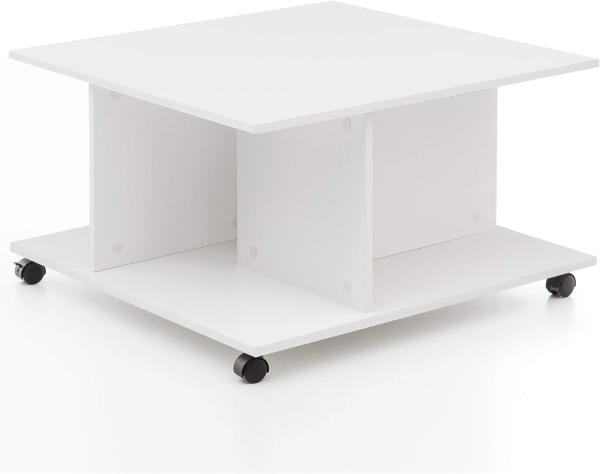 Wohnling Design Couchtisch 74 x 74 x 43,5 cm Drehbar mit Rollen