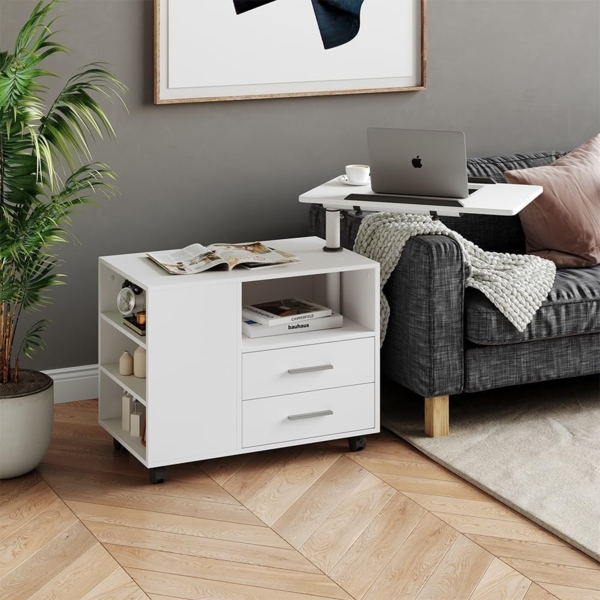 Nachttisch Bora Weiß 80 x 88 cm mit verstellbarer Arbeitsfläche Vicco Bild 7