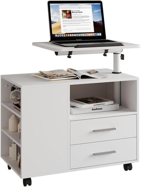 Nachttisch Bora Weiß 80 x 88 cm mit verstellbarer Arbeitsfläche Vicco Bild 6