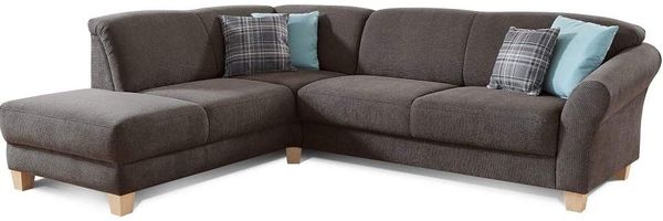 CAVADORE Ecksofa Gootlaand / Große Couch im Landhaus-Stil / Mit Federkern-Polsterung / 257 x 84 x 212 / Dunkelgrau