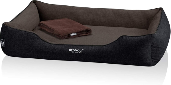 BedDog PREMIUM Orthopädisches Hundebett CLARA, Memory Foam, mit abnehmbaren Bezug MOCCA (braun/schwarz), (XXL) ca. 110x75x25cm