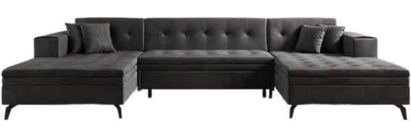 Designer Sofa Vivana mit Schlaffunktion Samt Anthrazit