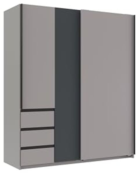 Schwebetürenschrank >Stade< in SAHARAGRAU / GRAPHIT - 168x198x63cm (BxHxT)