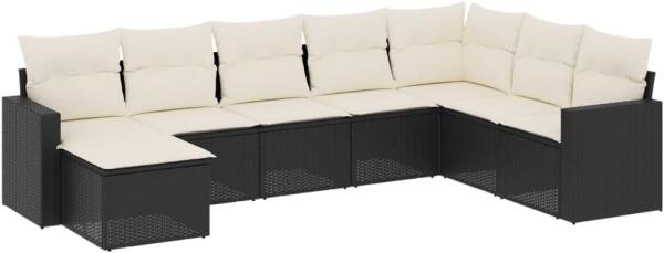 vidaXL 8-tlg. Garten-Sofagarnitur mit Kissen Schwarz Poly Rattan 3251693