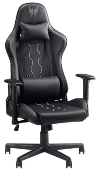 acer, Predator Rift Go, Gaming-Stuhl, Kopf- und Rückenpolster, Rückenlehne 90°–160°, 1D-Armlehnen mit PU-Polstern, Leichtes Design 19 kg, Schwarz
