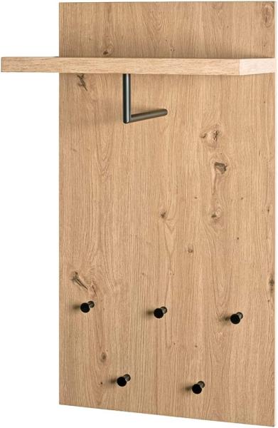 HAKU Möbel Wandgarderobe, MDF, Eiche, schwarz, T 31 x B 48 x H 90 cm