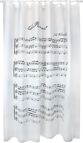 MSV Duschvorhang VIVALDI Breite 180 cm, Premium Anti-Schimmel Textil-Duschvorhang, Polyester, 180x200 cm, waschbar, weiß, Motiv "Vivaldi" Bild 2