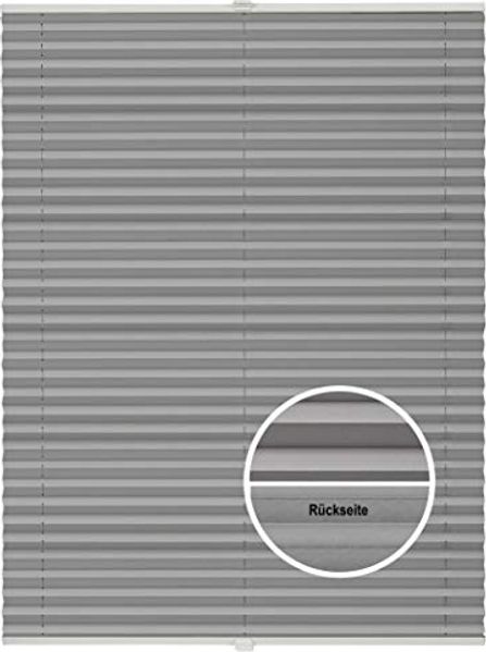 ondeco Plissee Thermo ohne Bohren mit Klemmträger,Sonnenschutz für Fenster innen, lichtschutz und Blickdicht, Faltrollo Sichtschutz für Tür, Jalousie Rollo leicht verdunkelnd - Hellgrau - 45x130 cm