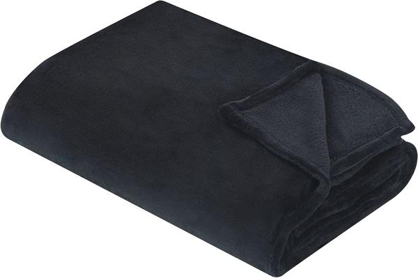 Kuscheldecke BAYBURT Stoff 200 x 220 cm Schwarz Kein Muster