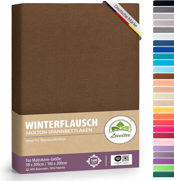 leevitex® Spannbettlaken für kalte Nächte – angenehm weich, passgenau, farbstark & pflegeleicht, Gummizug: Rundum