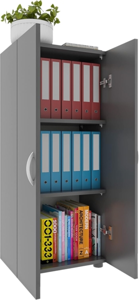 VCM Büroschrank Ulas 918434 Anthrazit H. 108 x B. 49 x T. 34 cm
