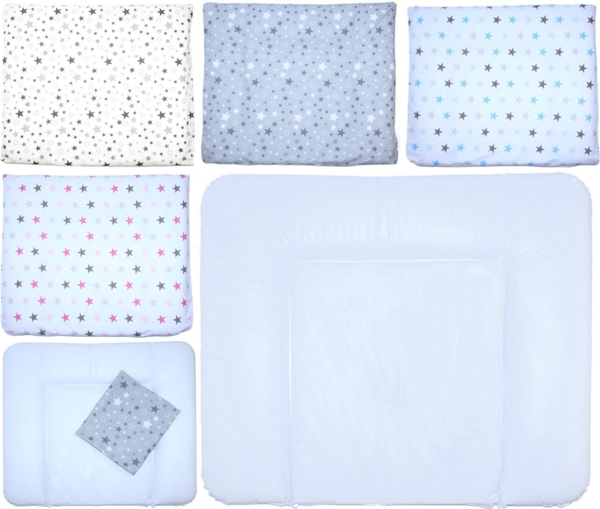 Wickelauflagenbezug - Wickelauflage -75x85 cm- Bezug für Wickelauflage Baumwolle (Star - HELL, Nur Bezug) Bild 1