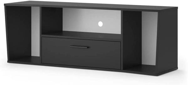 Vicco TV-Lowboard TV-Regal Fernsehregal Adan Schwarz 130x47 cm modern Wohnzimmer TV-Tisch Fernsehtisch Wohnzimmertisch Ablage asymmetrisch