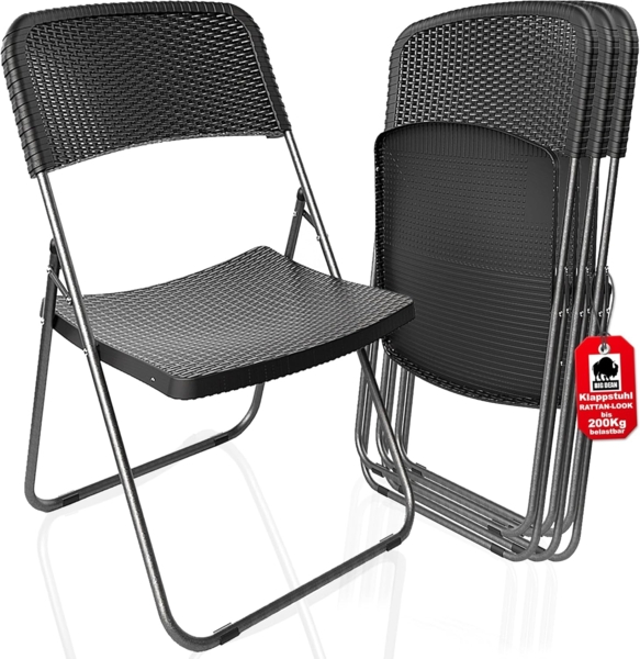 BigDean Klappstuhl Rattan Optik – Campingstuhl belastbar bis 200kg – wetterfester Gartenstuhl Balkonstuhl Campingstuhl klappbar (4)