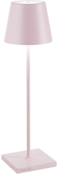 Zafferano Poldina Pro - Dimmbare LED-Tischlampe aus Aluminium, Schutzart IP54, Verwendung im Innen-/Außenbereich, Kontaktladestation, H38cm, EU-Stecker (Rosa)