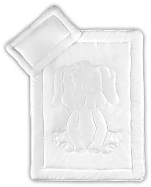 KiGATEX Babybettdecke Sommerdecke für Baby & Kind 100 x 135 + Flachkissen 40 x 60 cm –, Füllung: 100% Polyester Klimafaser, leicht, weich & bei 95°C waschbar