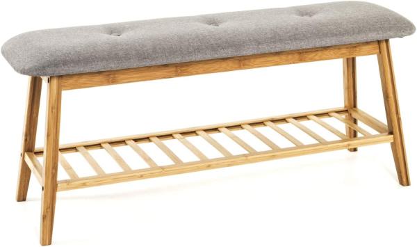 Sitzbank Garderobenbank für 6 Paar Schuhe Bambus gepolstert 100x30x44cm
