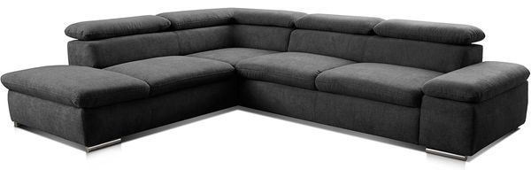Cavadore Ecksofa Alkatraz / Großes Sofa in L-Form mit Ottomanen links und verstellbaren Kopfstützen/ Modernes Design / 274 x 66 x 228 cm / Schwarz Bild 8