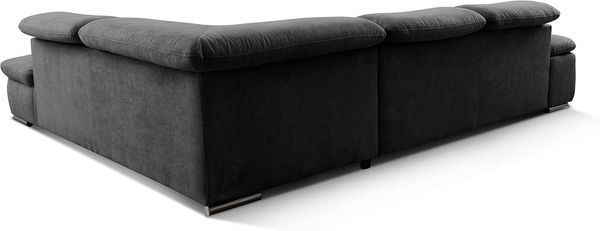 Cavadore Ecksofa Alkatraz / Großes Sofa in L-Form mit Ottomanen links und verstellbaren Kopfstützen/ Modernes Design / 274 x 66 x 228 cm / Schwarz Bild 5