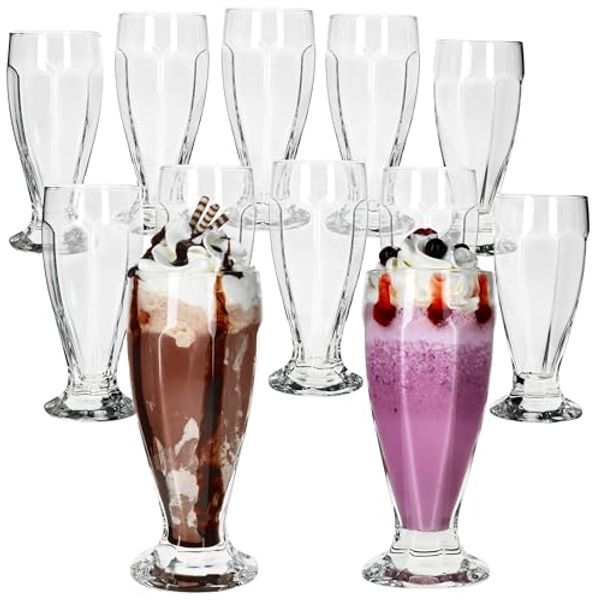 MamboCat Eisschale 12x LONDON Eisbecher mit Fuß 350ml klar hohe Eiskaffeebecher Shake, Glas