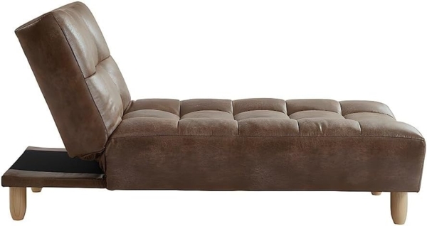Recamiere Klappsofa Microfaser-Vintage-Look ESTEBAN - Braun Bild 3