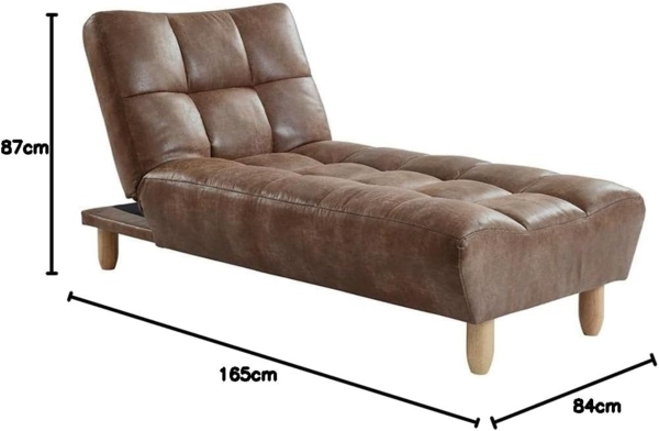 Recamiere Klappsofa Microfaser-Vintage-Look ESTEBAN - Braun Bild 2