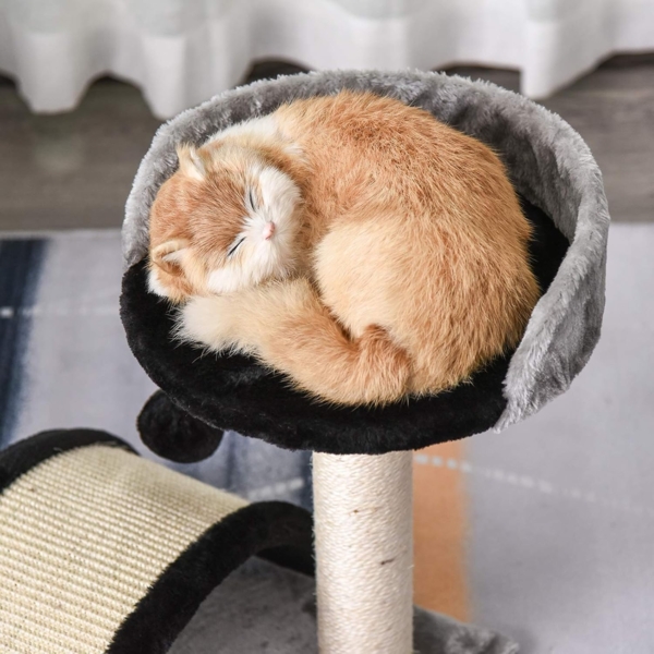 PawHut Kratzbaum Katzenbaum mit Spielbällen Katzenkratzbaum, Sisalseil-Kratzstangen, Schwarz, 35.5 x 37 x 46 cm Bild 8