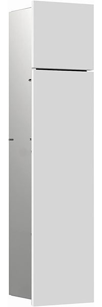 Emco Asis Pure Unterputz-Schrankmodul für die Klobürstengarnitur, Badezimmerschrank mit Toilettenpapierhalter und Fach, Hochschrank mit Push to Open-Funktion, Anschlag rechts, Weiß matt