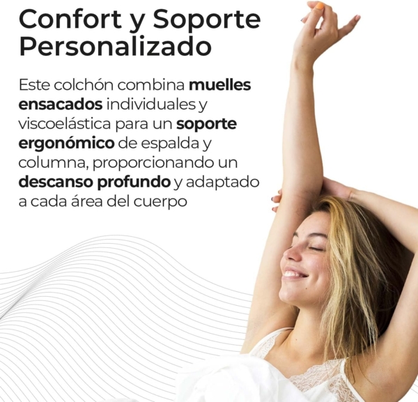 Somnia Descanso Viskoelastische Matratze Medical Premium 105x190 cm, ergonomisch und bequem, Dicke 30 cm, viskoelastische Federn, milbendicht, antibakteriell und hypoallergen Bild 5