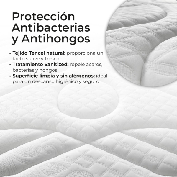 Somnia Descanso Viskoelastische Matratze Medical Premium 105x190 cm, ergonomisch und bequem, Dicke 30 cm, viskoelastische Federn, milbendicht, antibakteriell und hypoallergen Bild 7