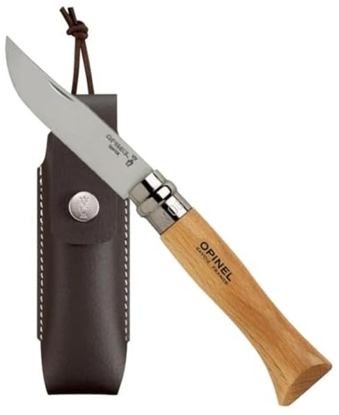 Opinel Tradition N°08 - Klappmesser - 8.5 cm - kleine schwarze Striche, Grifffarbe Hellgelb bis Rosa