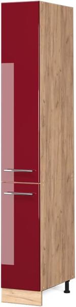 Vicco Küchenschrank Küchenmöbel Fame-Line modern Küche Einbauküche Küchenzeile Blende Unterschrank Hochschrank Hängeschrank Hochglanz (Eiche-Rot, Apothekerhochschrank 30 cm)