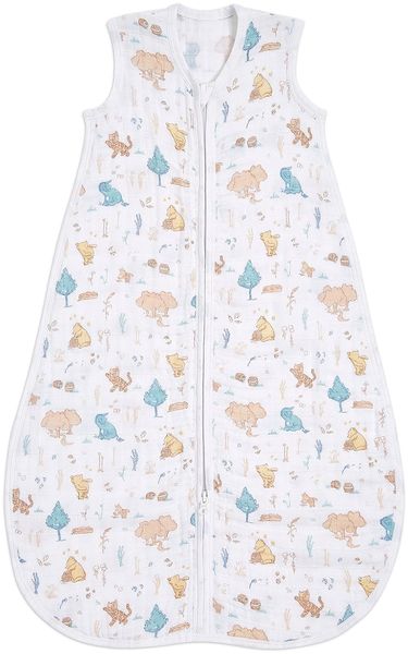 aden + anais Schlafsack, 1,0 TOG Wert, Bunte Muster für Mädchen & Jungen, Schlafsack für Neugeborene aus 100% Baumwoll-Musselin, 6-18 Monate, Winnie in The Woods, ASEC10017DI