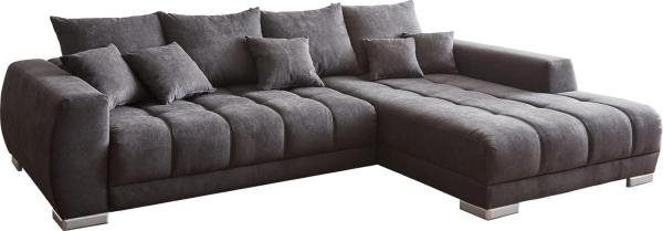 Ecksofa Nabor 300x230 cm Mikrofaser Schwarz Recamiere rechts inkl. elektrischer Vorziehfunktion