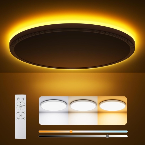 Swoieltr Deckenlampe LED Deckenleuchte Dimmbar, 6W 1800K Nachtlicht Warm, 24W 2800LM Deckenlampe mit Fernbedienung, LED Deckenleuchte Flach für Schlafzimmer, Kinderzimmer, Wohnzimmer Rund (30CM,Weiß) Bild 7